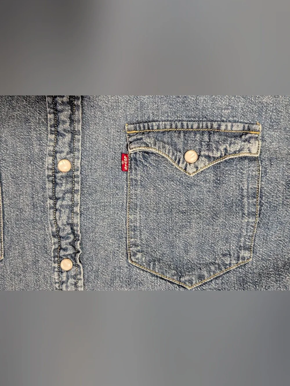 Levis Red Tab Denim Shirt Mens XL Standard Fit 85745-0023 Pearl Snap Cowboy